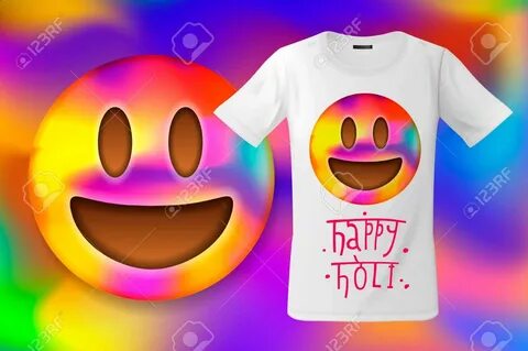 Happy Holi, Colorful Smiley Emoticon. happy holi t shirt design. 