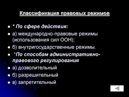 Правовые режимы характеристика
