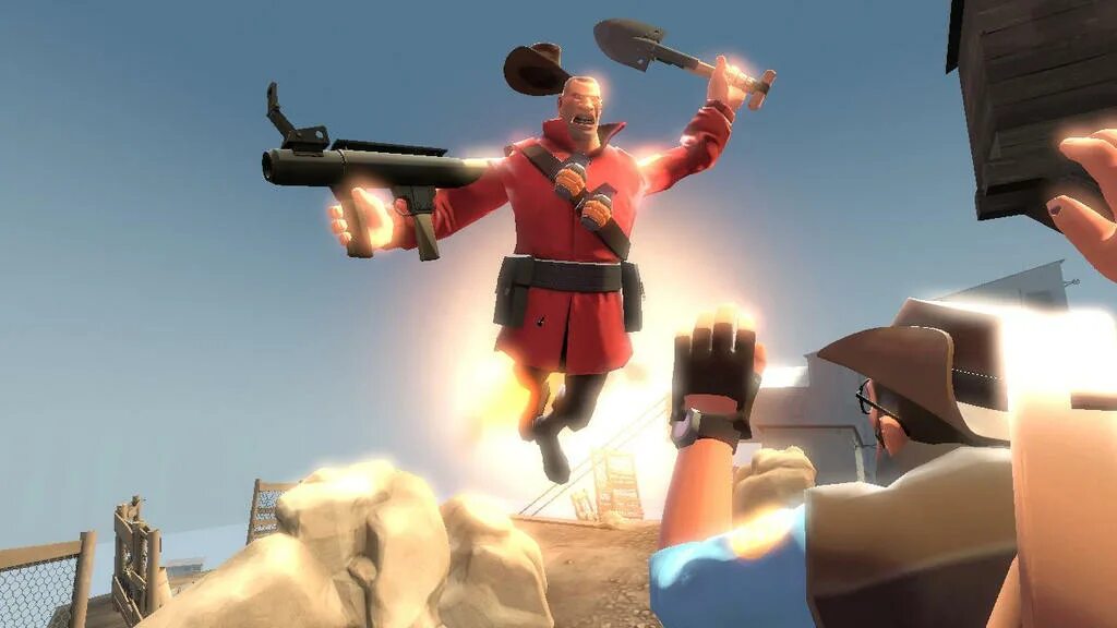 Rocket jump waltz. Tf2 Rocket Jumper. Рокет джамп тф2. Team Fortress 2 Rocket Jump. Рокет джамп тф2 подрывник.