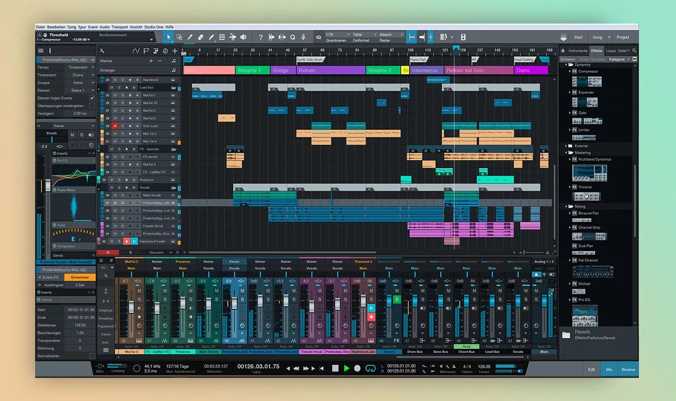 Приложение современной музыки. Studio one 5 Pro. PRESONUS - Studio one 5 professional. PRESONUS Studio one. Секвенсор Studio one.