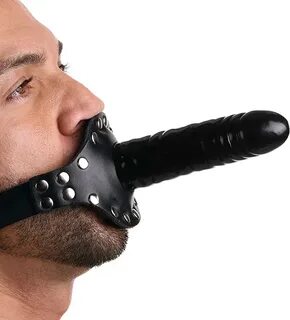 Strict Leather Ride Me Mouth Gag with Dildo, Black (AC735) .