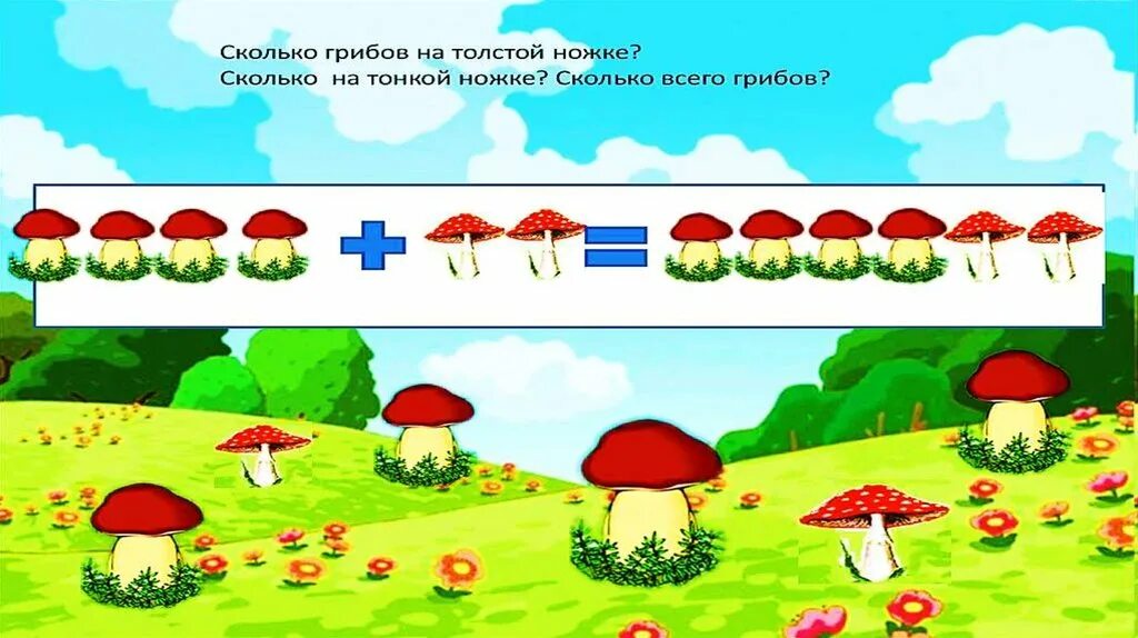 Математические сказки для дошкольников. На Поляне растут математические грибы. Сколько грибов на Поляне. Математическая сказка про 0 и 1.