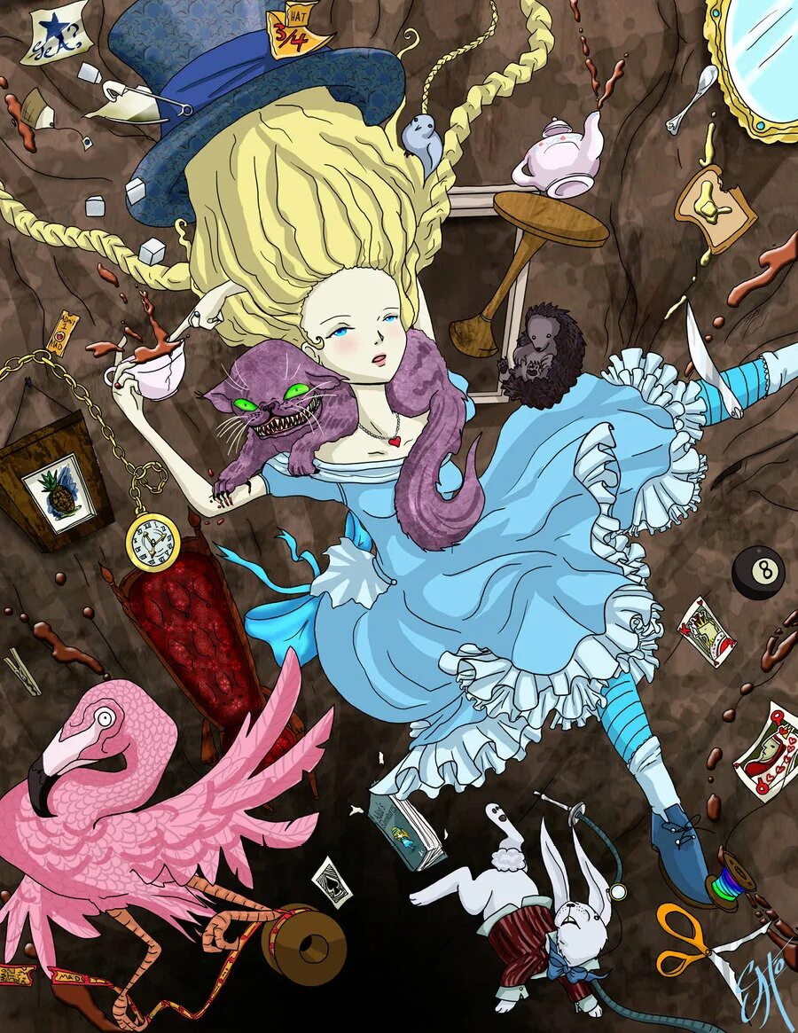 The rabbit hole. Алиса в стране чудес арт на рабочий стол. down алиса. rabbit hole deco 27 art.