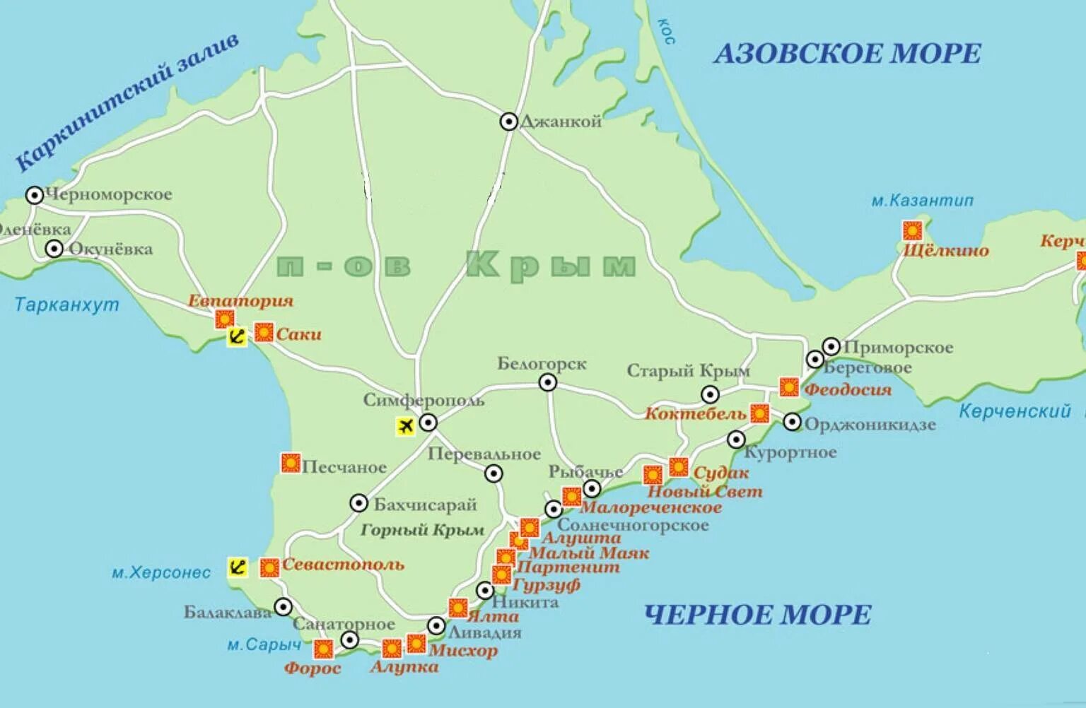 Крымский полуостров на карте