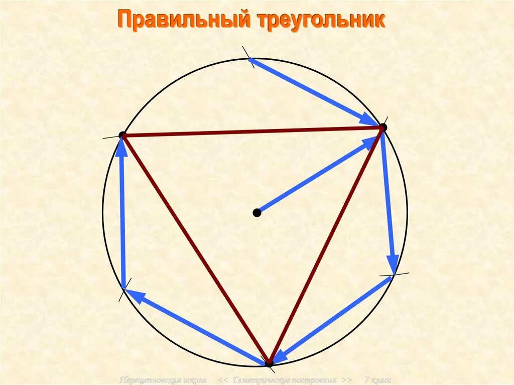 Построить правильный треугольник вписанный. Построение правильного треугольника. Начертить правильный треугольник. Построение правильного треугольника в окружности. Построение треугольника в окружности.