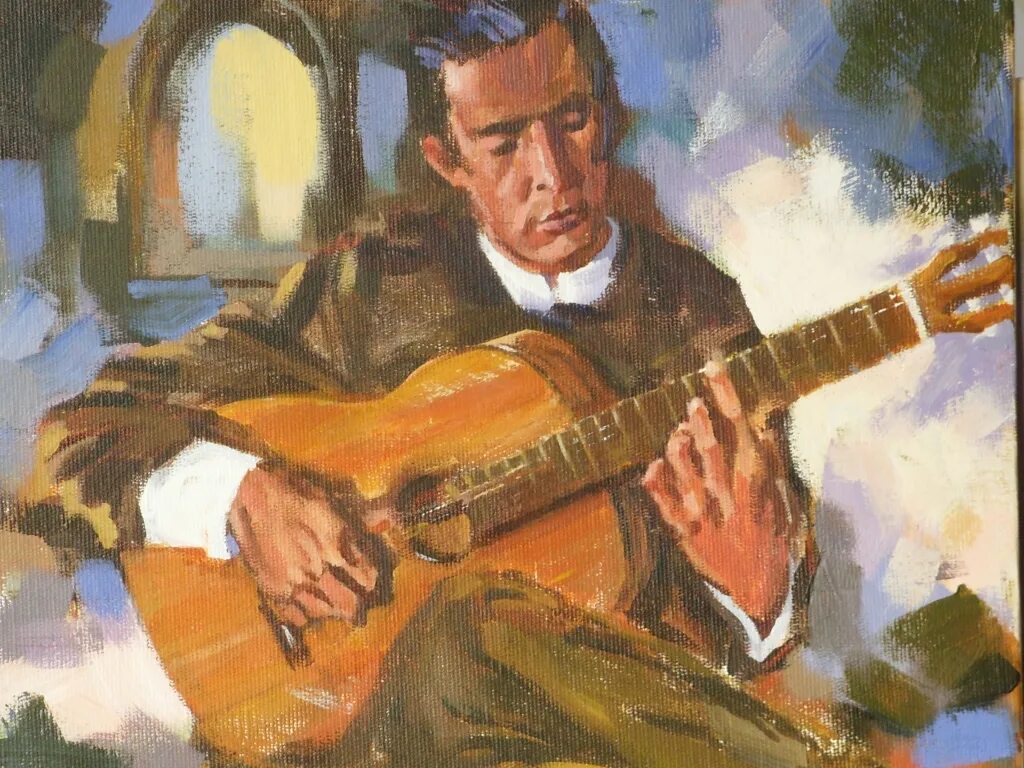 Гитара живопись. Гитарист фламенко картина. жан соломоденко гитарист. гитара в живописи. гитарист живопись.