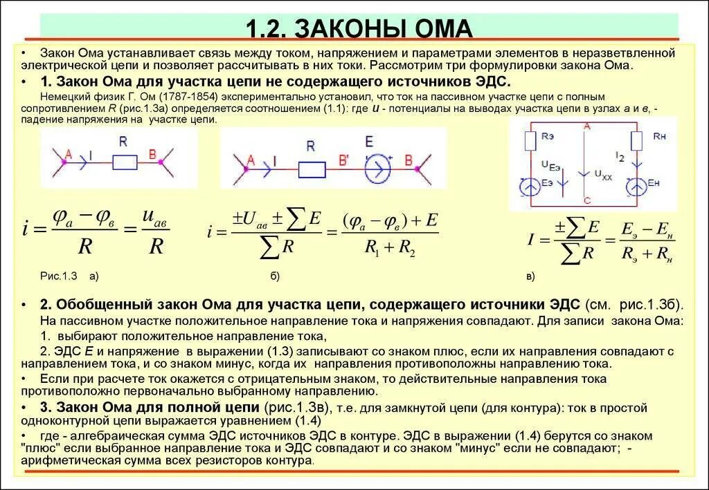 Формула силы тока через закон ома. Электрический ток 3 закон Ома. Закон Ома 3 формулы. Закон Ома для 2 участков цепи. Два закона Ома определение и формула.