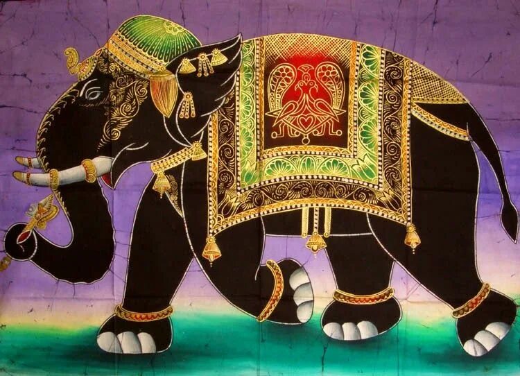 Батик слон. Священное животное древней Индии слон. Древний батик Индии. Индийский слон в Индии.