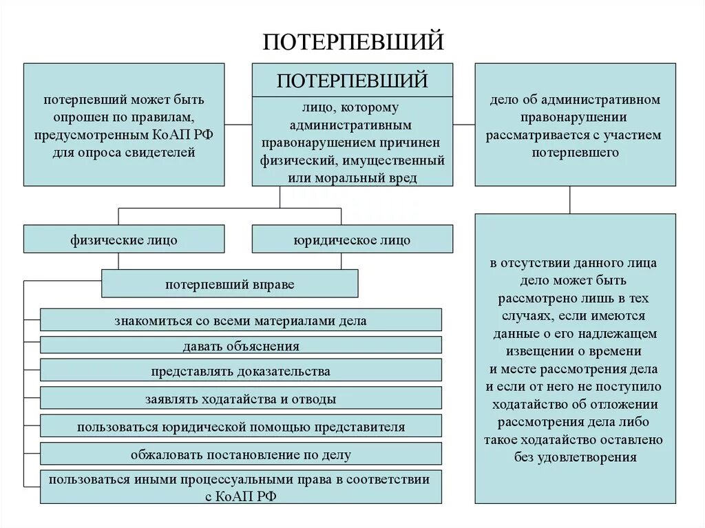 Представитель потерпевшего физического лица. Правовое положение потерпевшего. Участники производства по делам об административных правонарушениях.