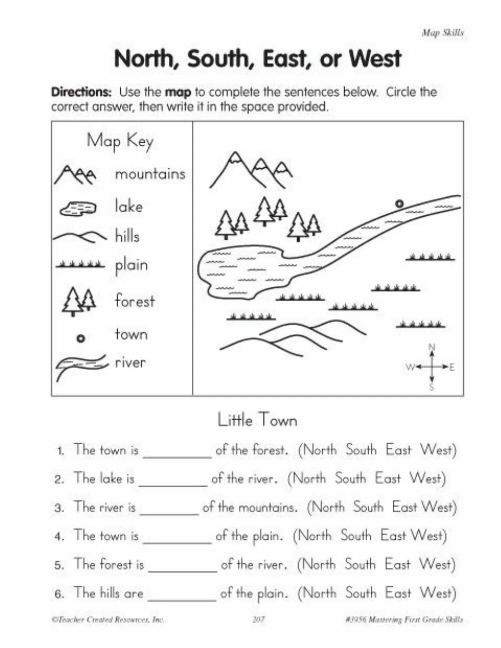 Look at the map and complete