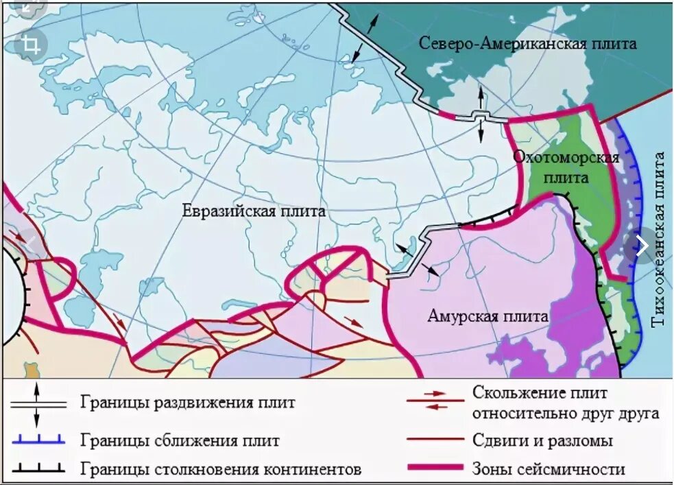 Какие платформы лежат в основании евразии. Карта литосферных плит России. Карта литосферных плит Росс. Карта тектонических плит и разломов России. Карта литосверных плитроссии.