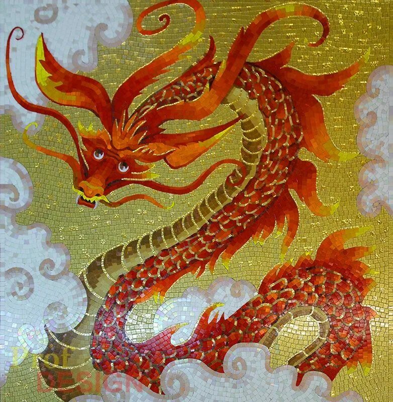 Китайский дракон мозаика. Китайский дракон панно. Дракон из мозаики.