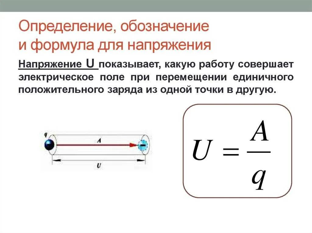 Какой заряд имеет ток. Эл напряжение формула. Формула нахождения электрического напряжения. Формула для вычисления электрического напряжения. Электрическое напряжение формула.