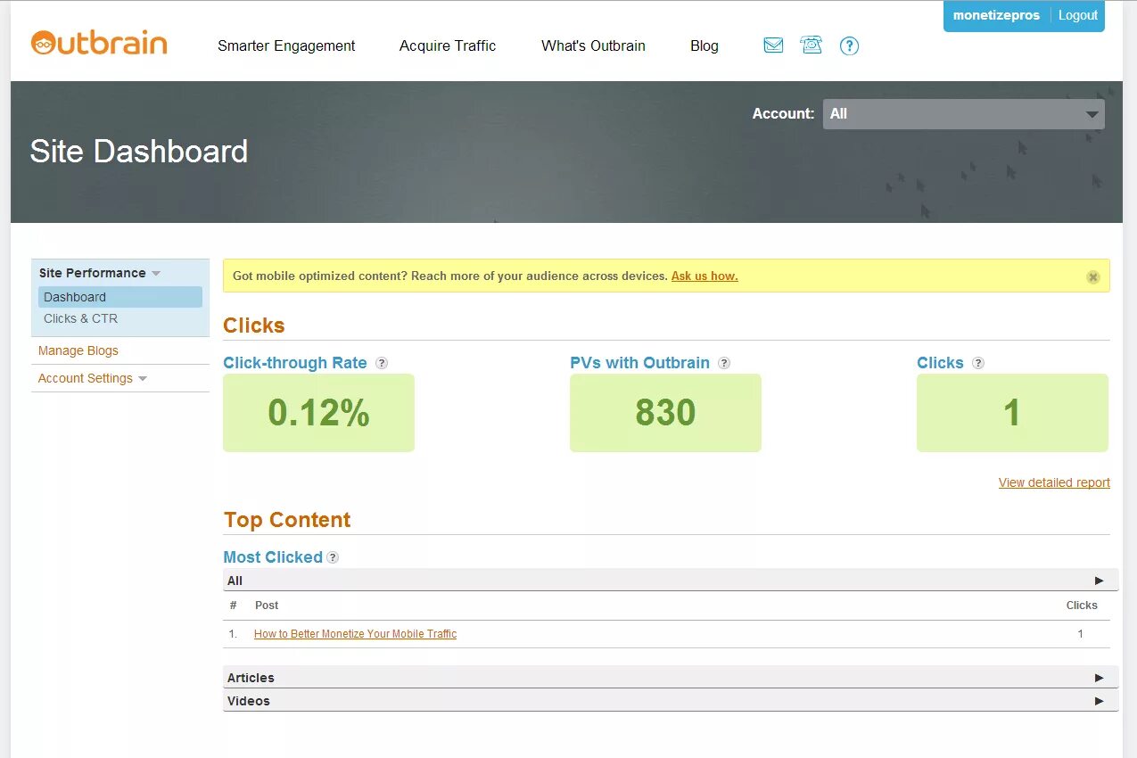 Site accounts. Outbrain. site top ctr. 181 outbrain. outbrain compliance 4 tips to expedited.