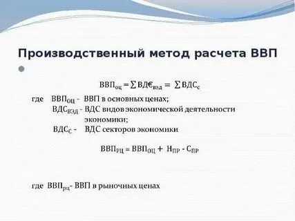 Ввп рассчитанный в текущих ценах