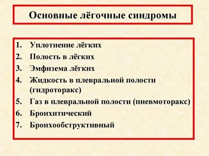 Основные синдромы органов дыхания