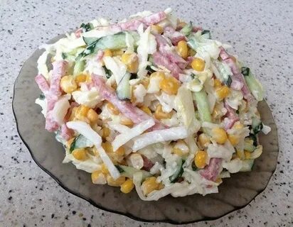 Рецепт салата колбаса сыр огурец кукуруза