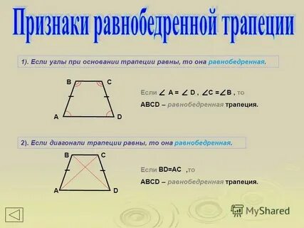 Докажите свойство углов равнобедренной трапеции