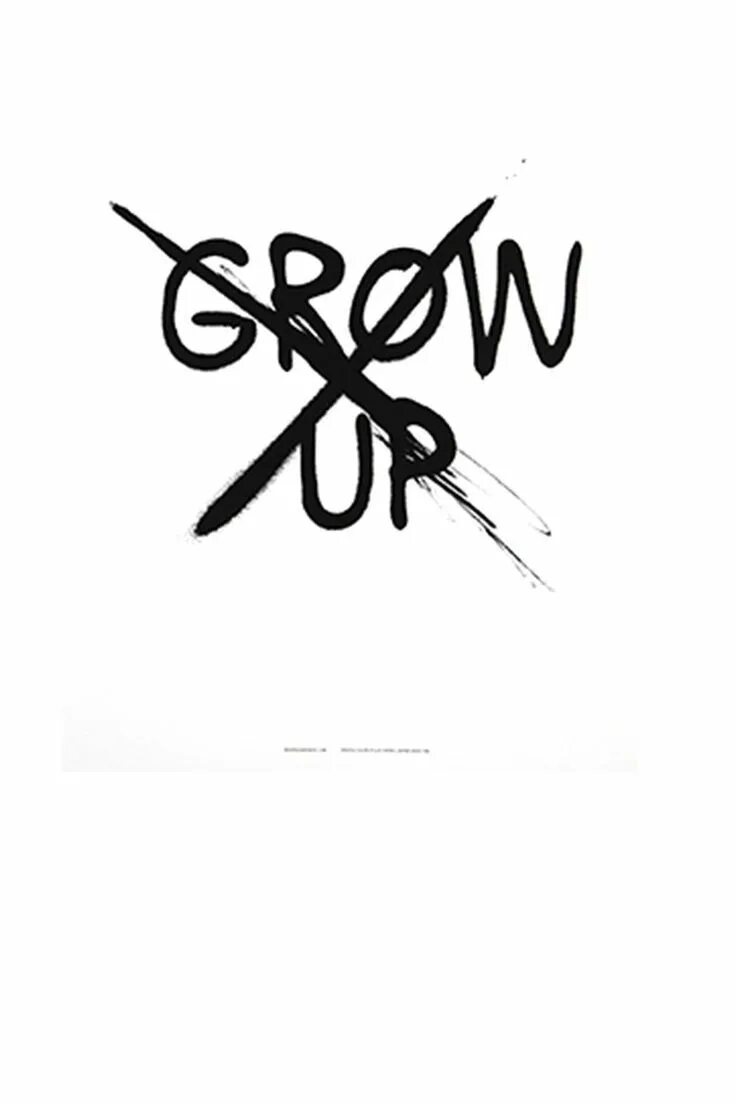 Надпись growing up. Never grow up тату.