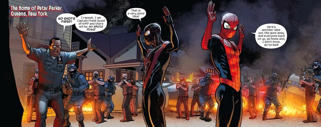 Peter Parker vs Miles morales. Капитан Фрэнк мокрые носки. Майлз против подполья. Miles vs