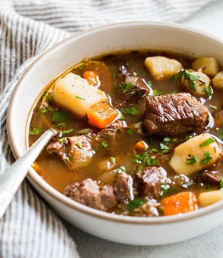 Первый вкусный. Irish Stew. Айриш стью с говядиной. Мясной суп. Суп с говядиной и овощами.