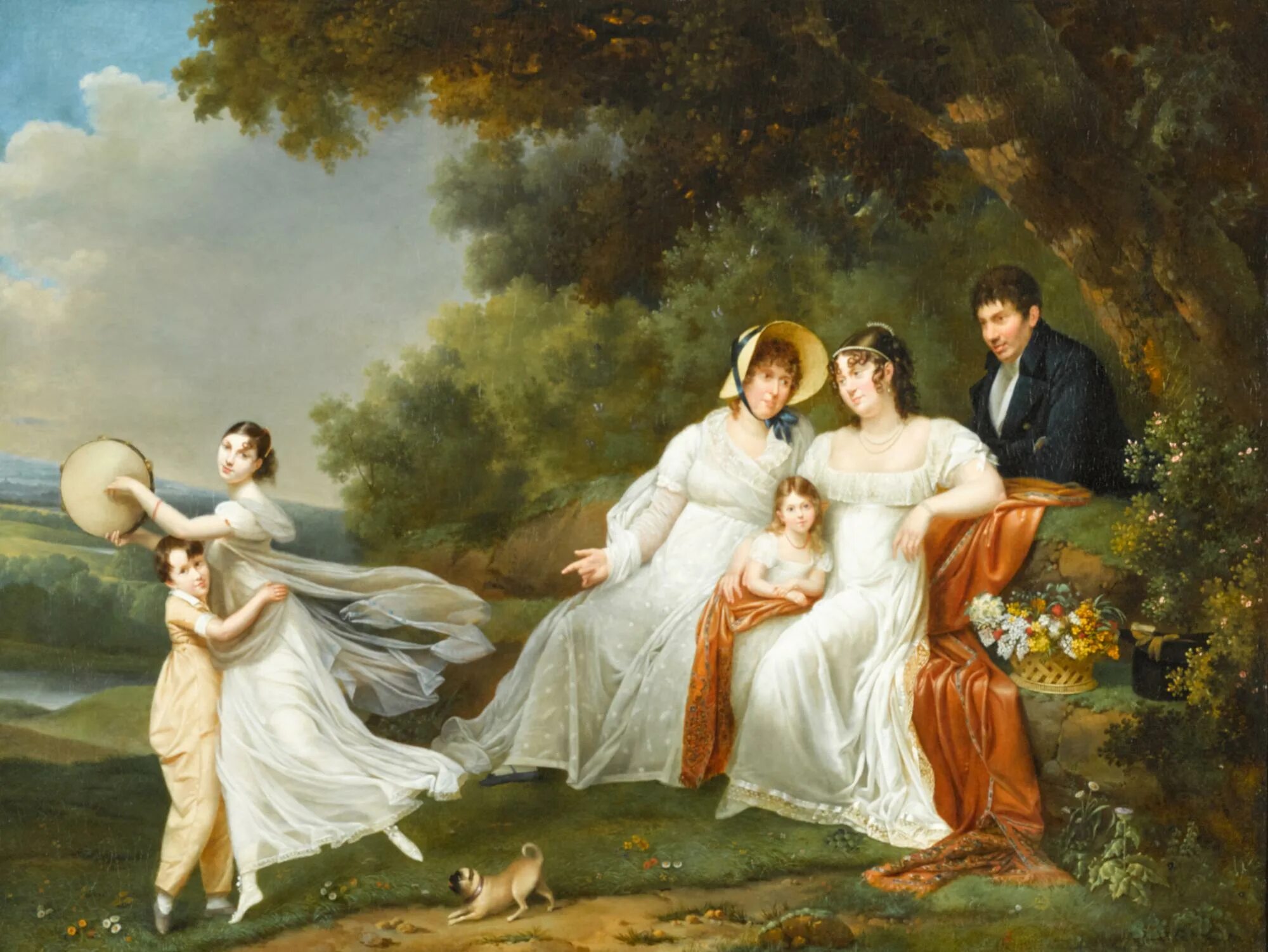 Романи техника. Adele Romany 1769 1846. Семейный портрет на фоне пейзажа.