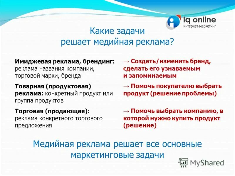 Задачи медийной рекламы. Виды медийной рекламы. Преимущества медийной рекламы. Цели медийной рекламы.