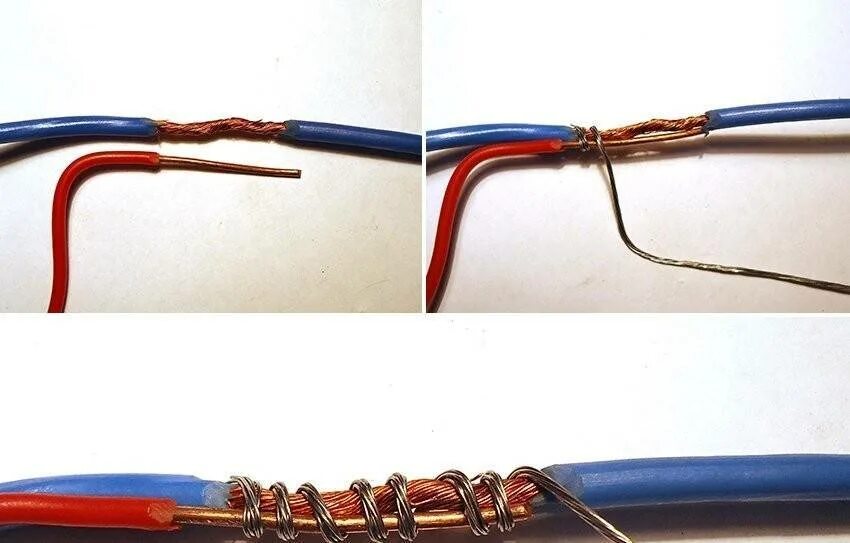 Соединение одножильных медных проводов. Скрутка многожильного и одножильного провода. Соединение одножильного медного провода. Соединение многожильного медного провода.