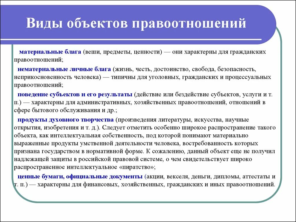 Объекты правоотношений понятие и виды. Видыобъектоа правоотношений. Основные виды объектов правоотношений. Охарактеризуйте объекты правоотношений понятие и виды. Нематериальные объекты гражданских правоотношений вклад в банке