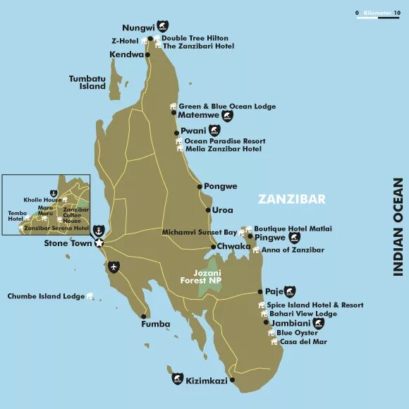 Покажи на карте где находится остров занзибар Résultat de recherche d'images pour "carte de zanzibar avec les hotels" Carte, I