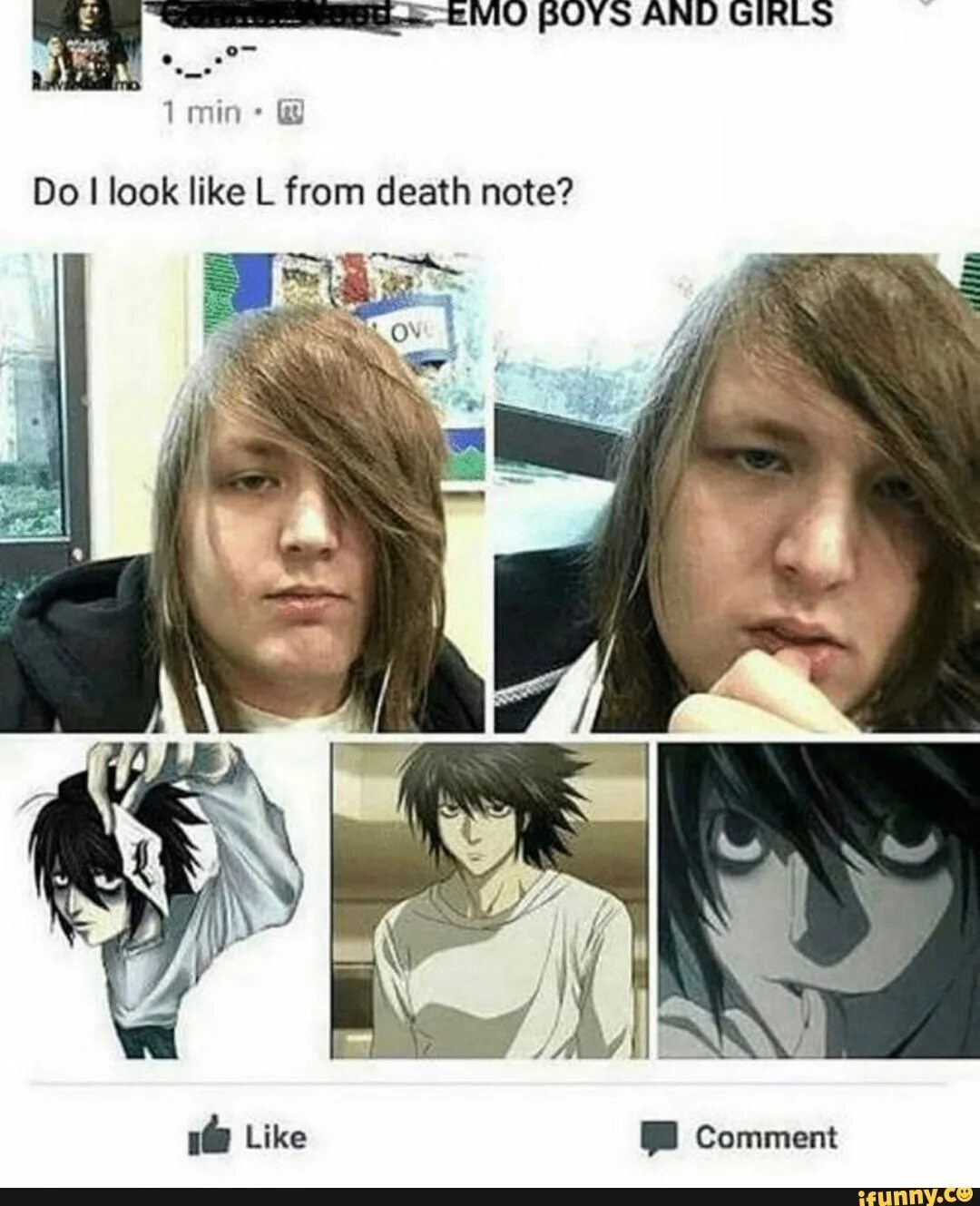 L like b. Как зовут л. Death Note meme.