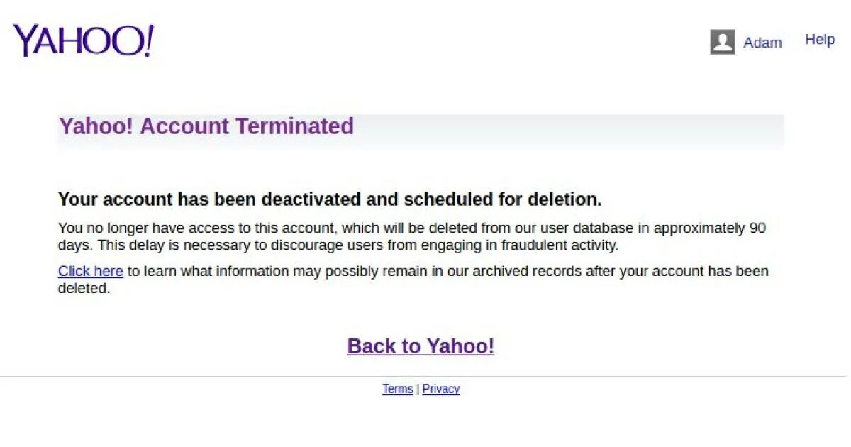 This account has been deleted. Yahoo!. this account was terminated youtube.