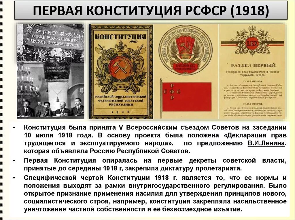 Первая конституция основные положения. Конституция России 1918 года. 1 Конституция РСФСР 1918. Принятие Конституции РСФСР 1918. Первая Конституция РФ 1918.