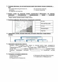 Контрольная работа по географии 7 класс гидросфера