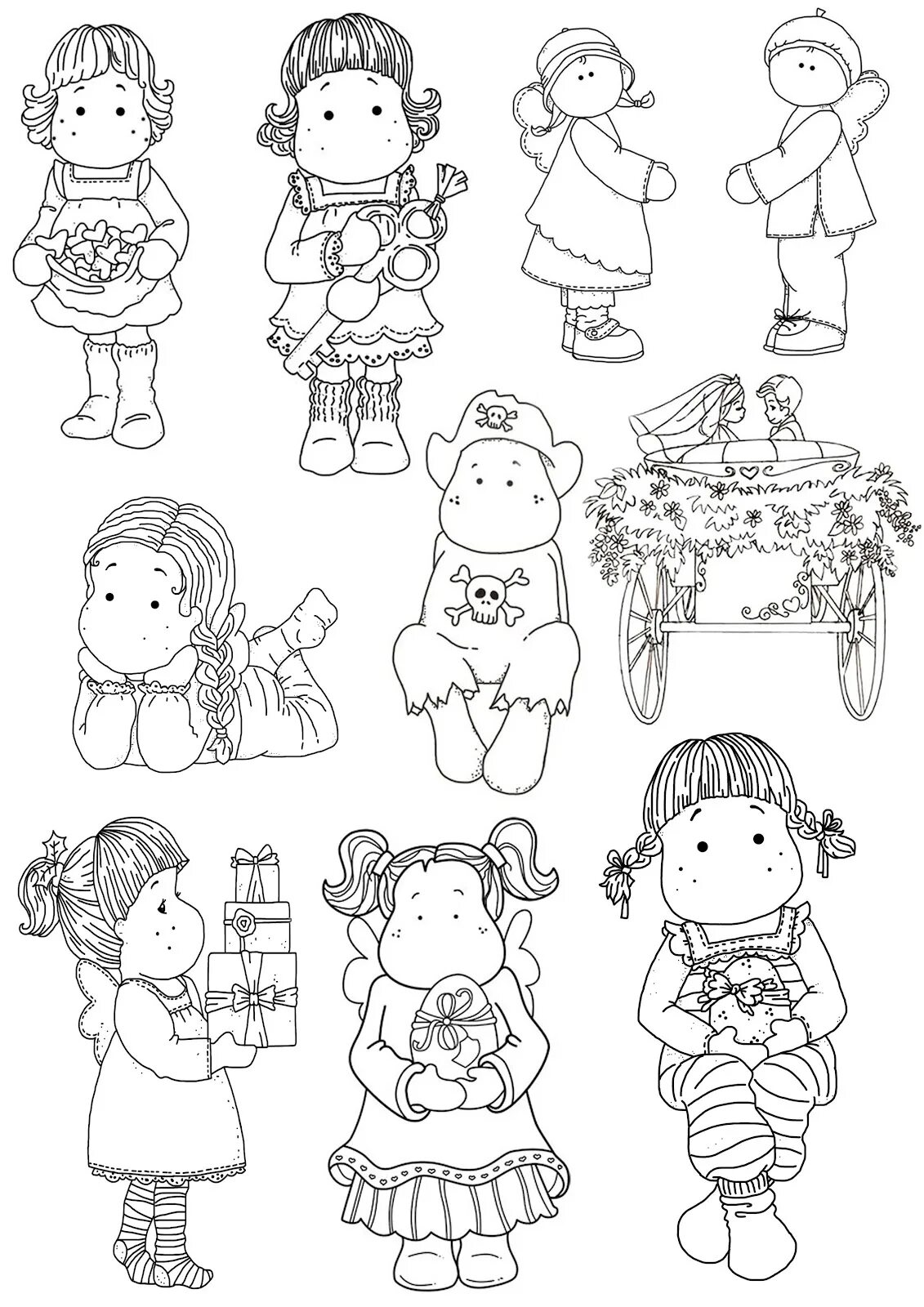 Девочка рисунок для детей. Отрисовки для скрапбукинга отпуск. Маленькие красивые иллюстрации. Рисовать девочек. Отрисовки 3.