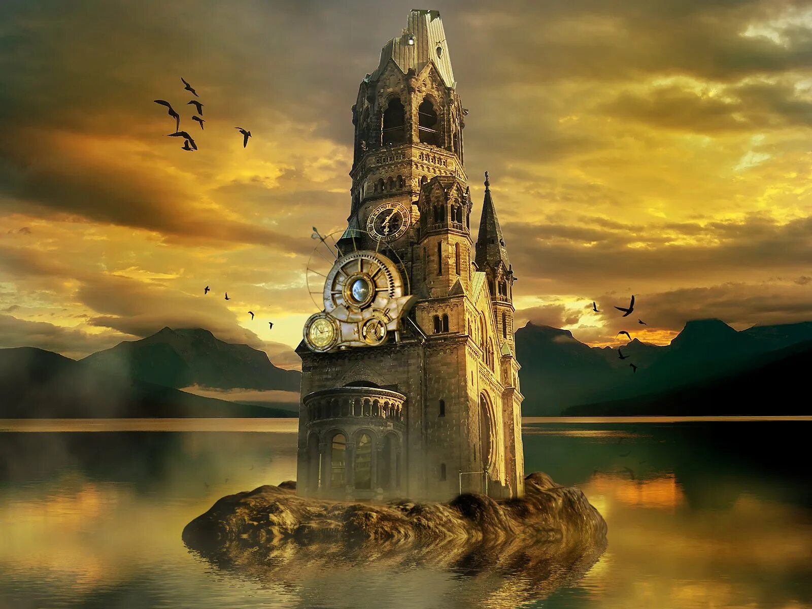 Башня времени. Стимпанк часовая башня. стимпанк биг бен. steampunk башня art.
