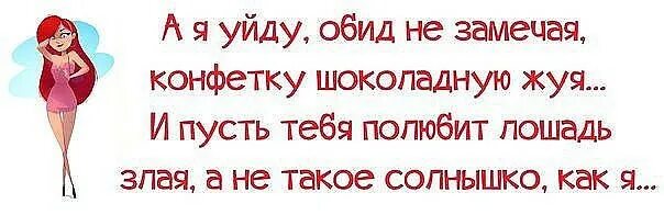 Обидевший замеченный. И пусть тебя полюбит лошадь злая. Мужчины не обижаются. Полюбит лошадь злая. А я уйду обид не замечая конфетку шоколадную жуя.