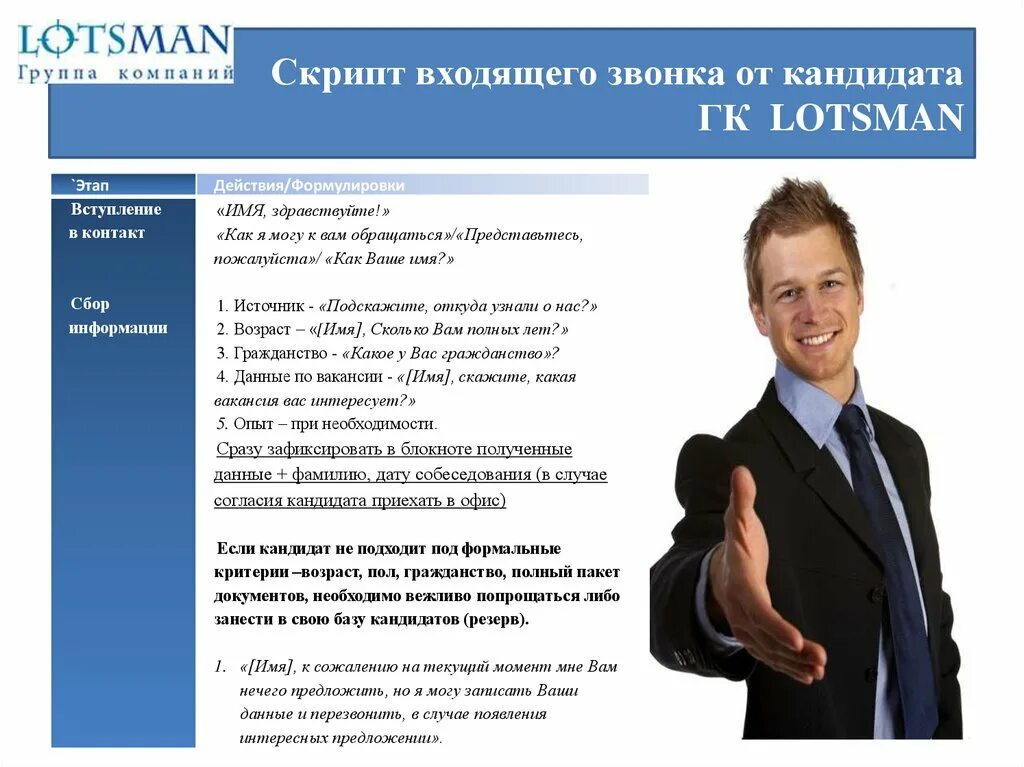 В организацию пришло на работника. Скрипт входящего звонка кандидата. Скрипт собеседования. Скрипт менеджера по продажам. Скрипт для приглашения на собеседование.