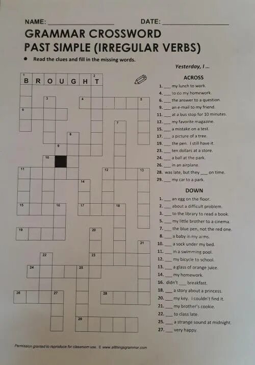 Simpler crossword