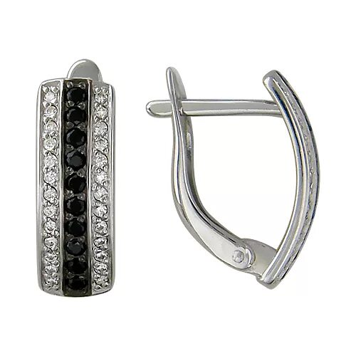 серьги родированные серебро 925* 11-1408. золотые серьги с черными фианитами. санлайт серьги серебро с фианитом черным. серьги с черно белыми фианитами. санлайт серебряные серьги с фианитами.