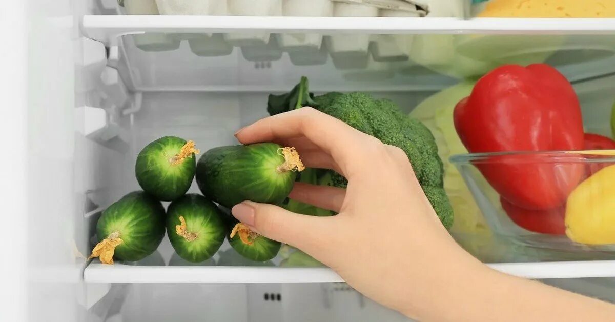 Огурцы и помидоры в холодильнике