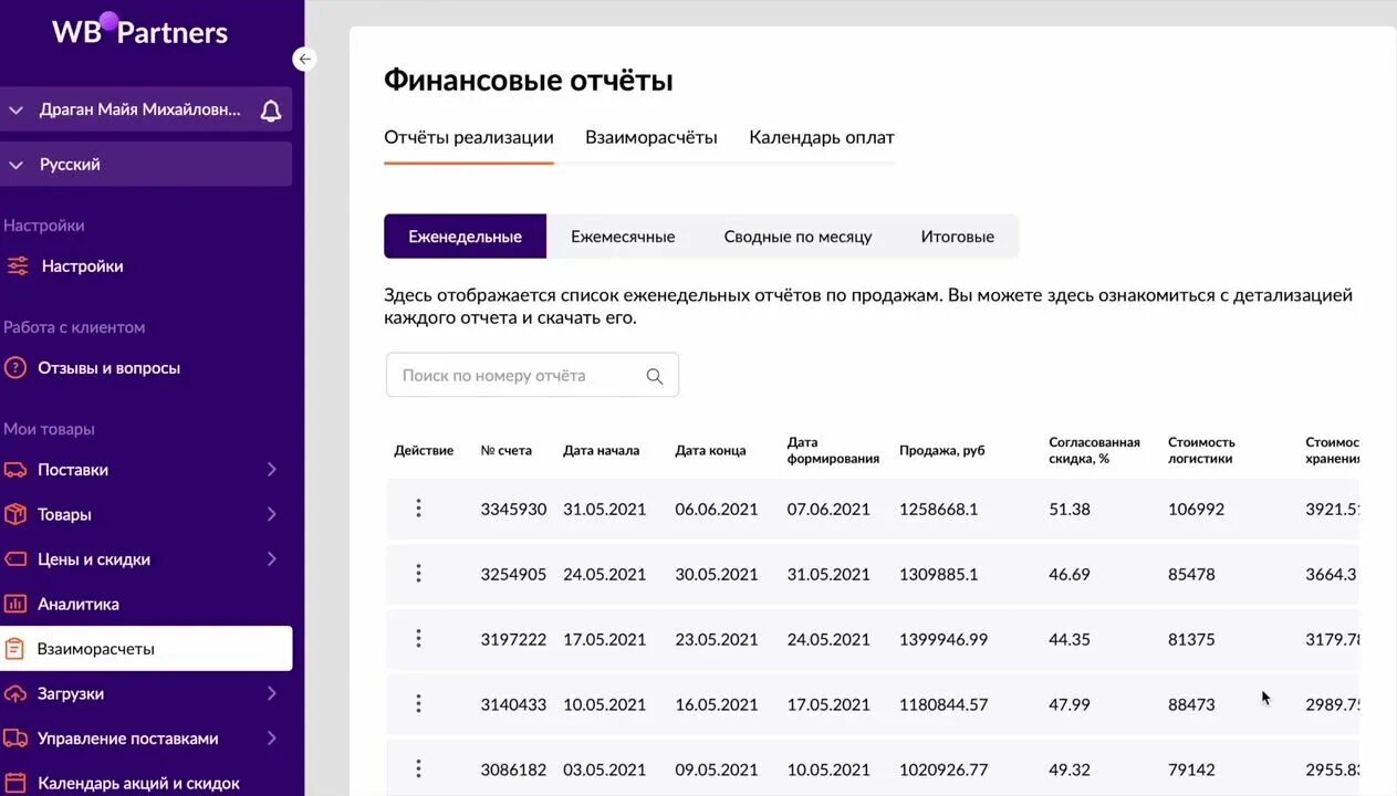 Итоговый отчет вайлдберриз