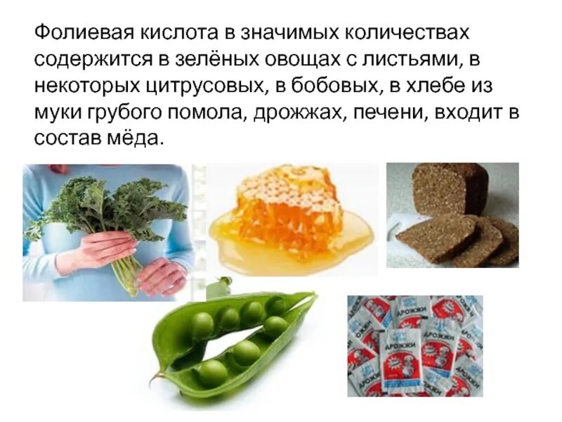 Продукты содержащие фолиевую кислоту