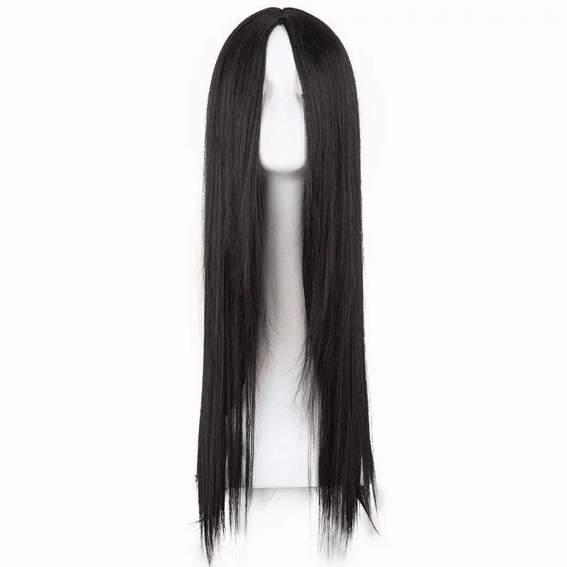 Чёрный парик длинные волосы. Чёрный парик прямые волосы. Подик длинный. Парик черный длинный