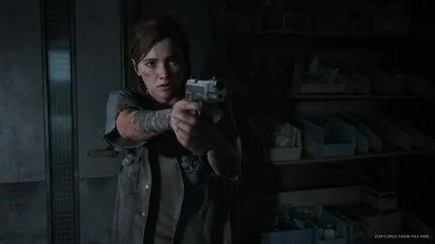 The Last of Us Part 2 heroine Ellie aims a pistol. 