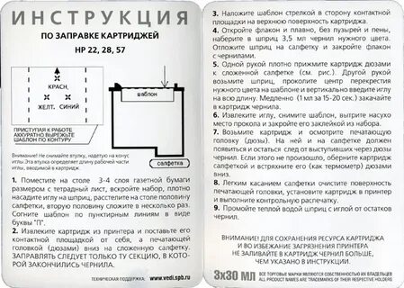 Инструкции картриджей