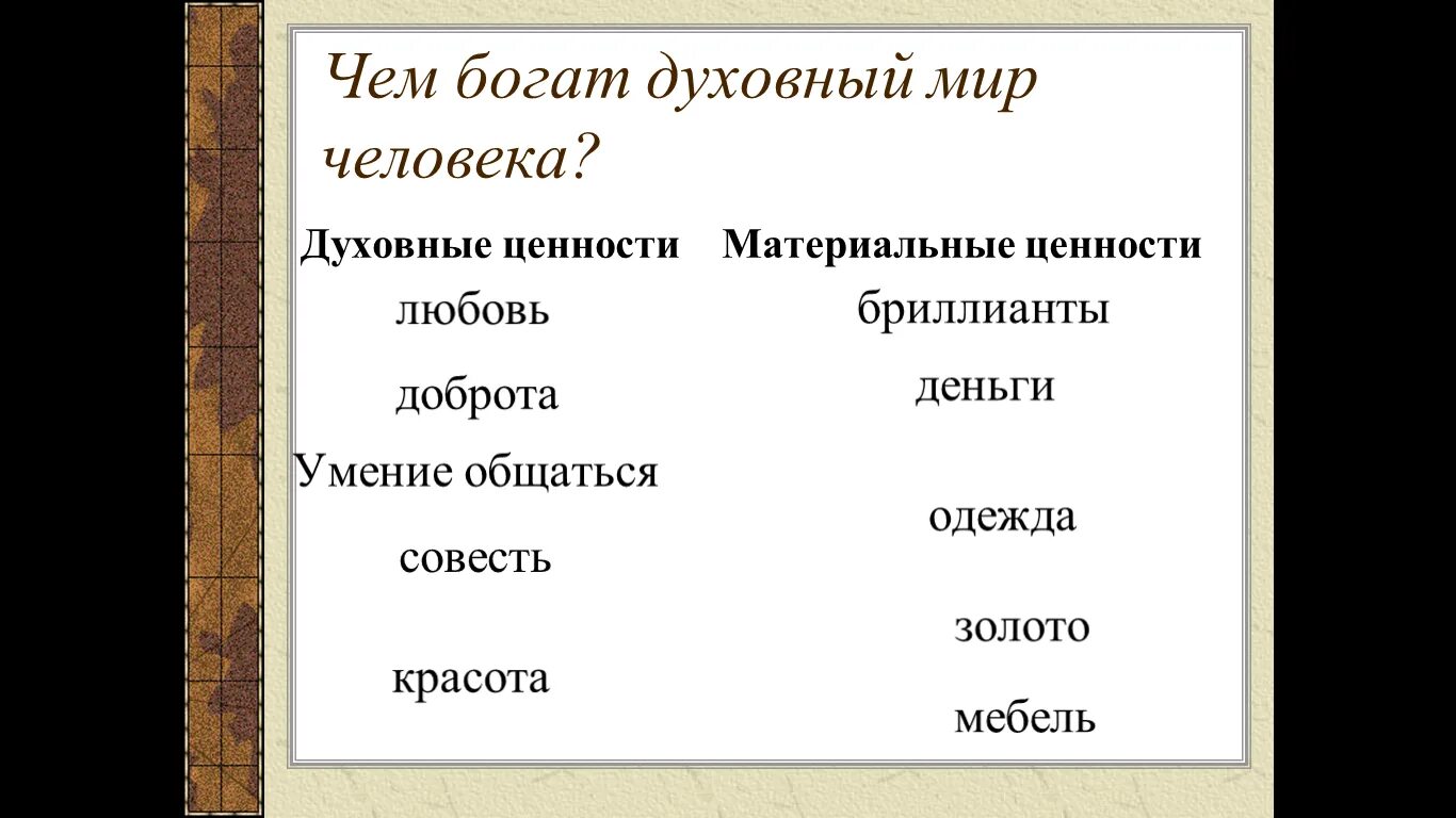 Памятка как обогатить свой духовный мир. Что составляет духовный мир человека. Что обогащает духовный мир человека. Духовный мир человека Обществознание. Богатство духовной культуры.