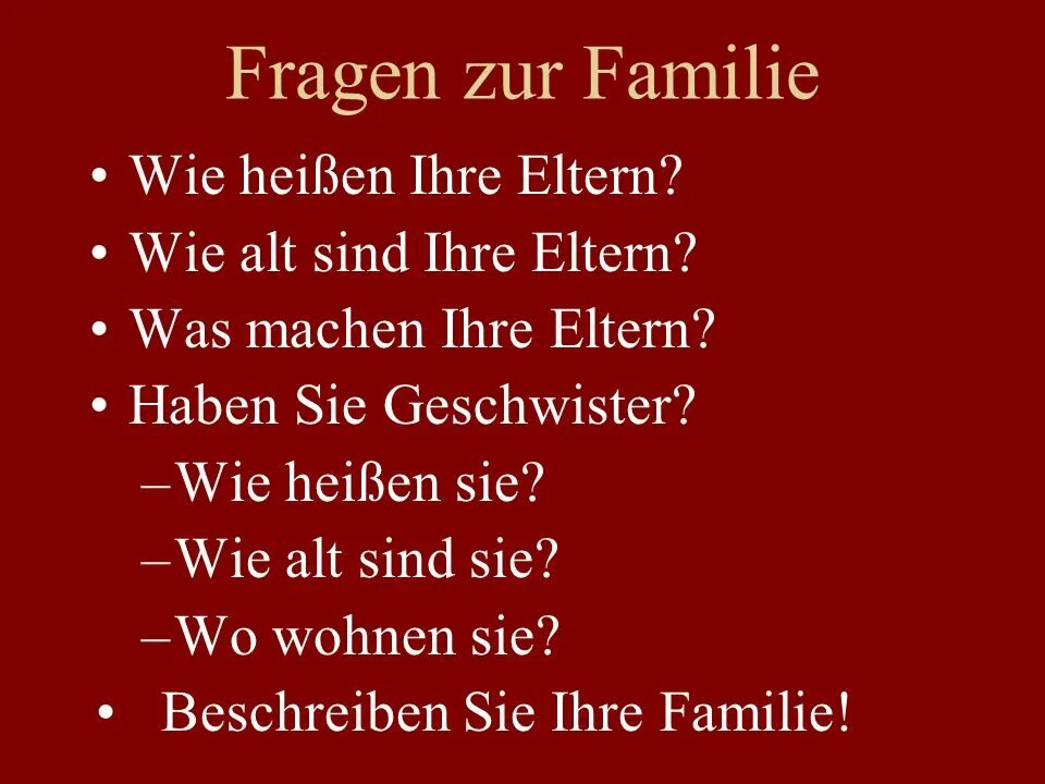 Fragen управление. Eltern род в немецком. Fragen с отделяемыми.