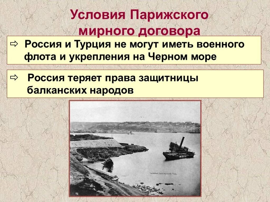 Карта Крымской войны 1853-1856 Мирный договор. Условия парижского договора Крымской войны 1853-1856.