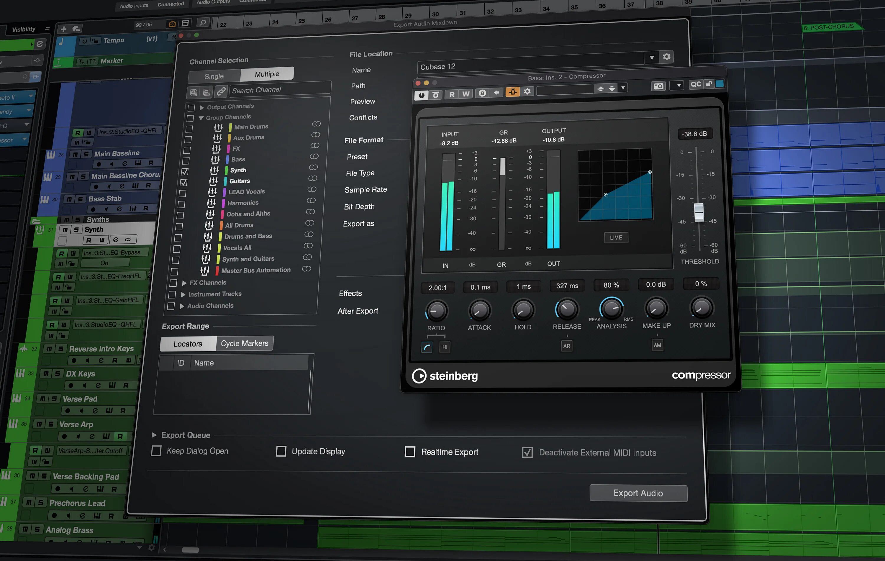 Steinberg - Cubase Pro 12. Steinberg Cubase elements 12.0.20. Встроенные VST инструменты Cubase 12 Pro. Интерфейс в Cubase 12. Экспортировать аудио